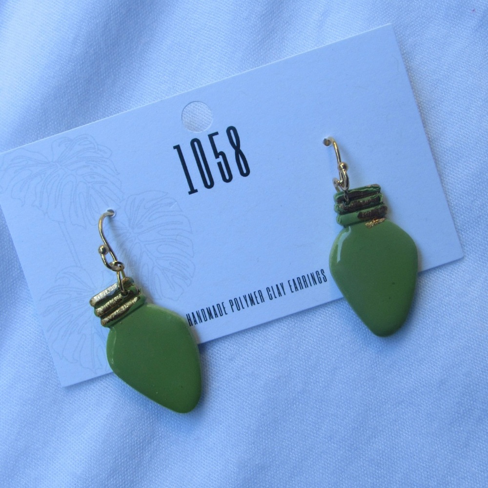 Handmade Holiday Bulb Clay Earrings